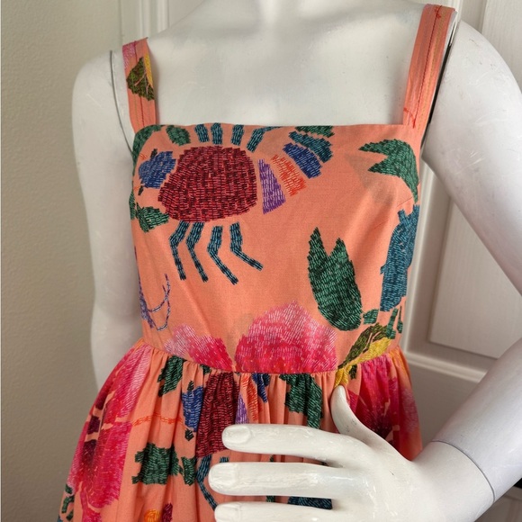 Farm Rio Tropical Dress Midi Maxi Fit & Flare Straps Tiered Ruffles XS. - Picture 4 of 13